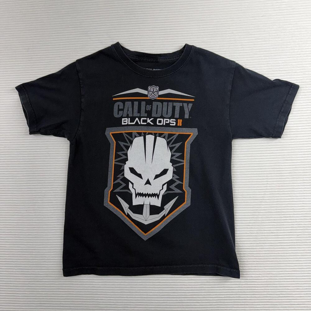 Call Of Duty Shirt Boys 10-12 Black Black Ops II Skull Graphic Tee Video Game